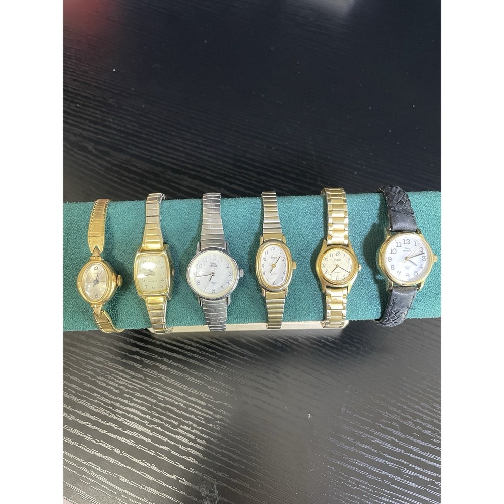 Vintage Timex Women Watch Lot Gold Tone Quartz Untested Parts Repair